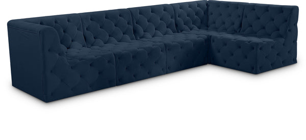 Tuft Velvet / Engineered Wood / Foam Contemporary Navy Velvet Modular Sectional - 128" W x 64" D x 32" H