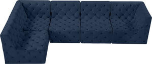 Tuft Velvet / Engineered Wood / Foam Contemporary Navy Velvet Modular Sectional - 128" W x 64" D x 32" H