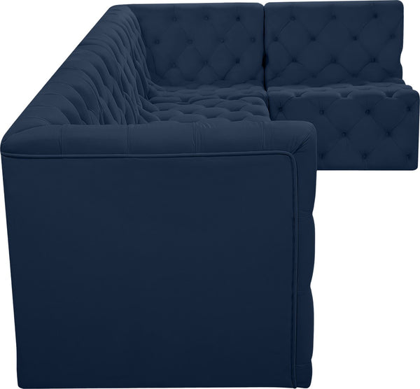 Tuft Velvet / Engineered Wood / Foam Contemporary Navy Velvet Modular Sectional - 128" W x 64" D x 32" H