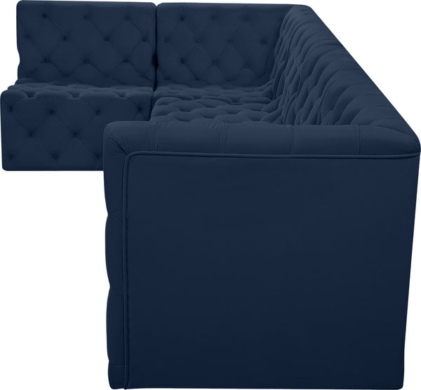 Tuft Velvet / Engineered Wood / Foam Contemporary Navy Velvet Modular Sectional - 128" W x 64" D x 32" H