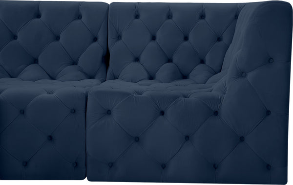 Tuft Velvet / Engineered Wood / Foam Contemporary Navy Velvet Modular Sectional - 128" W x 64" D x 32" H