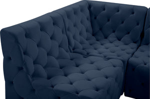Tuft Velvet / Engineered Wood / Foam Contemporary Navy Velvet Modular Sectional - 128" W x 64" D x 32" H