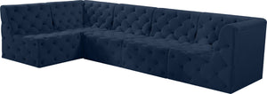 Tuft Velvet / Engineered Wood / Foam Contemporary Navy Velvet Modular Sectional - 128" W x 64" D x 32" H