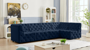 Tuft Velvet / Engineered Wood / Foam Contemporary Navy Velvet Modular Sectional - 128" W x 64" D x 32" H