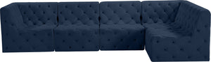 Tuft Velvet / Engineered Wood / Foam Contemporary Navy Velvet Modular Sectional - 128" W x 64" D x 32" H