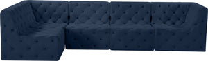 Tuft Velvet / Engineered Wood / Foam Contemporary Navy Velvet Modular Sectional - 128" W x 64" D x 32" H
