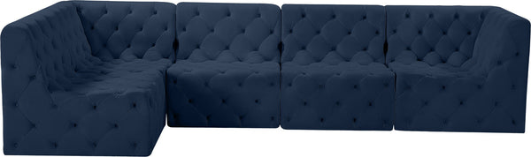 Tuft Velvet / Engineered Wood / Foam Contemporary Navy Velvet Modular Sectional - 128" W x 64" D x 32" H