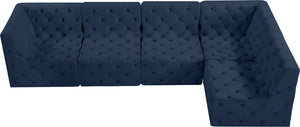 Tuft Velvet / Engineered Wood / Foam Contemporary Navy Velvet Modular Sectional - 128" W x 64" D x 32" H