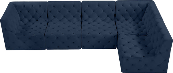 Tuft Velvet / Engineered Wood / Foam Contemporary Navy Velvet Modular Sectional - 128" W x 64" D x 32" H