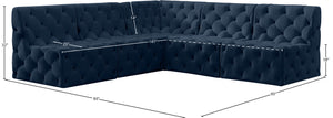 Tuft Velvet / Engineered Wood / Foam Contemporary Navy Velvet Modular Sectional - 93" W x 93" D x 32" H