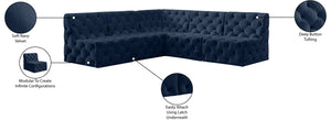 Tuft Velvet / Engineered Wood / Foam Contemporary Navy Velvet Modular Sectional - 93" W x 93" D x 32" H