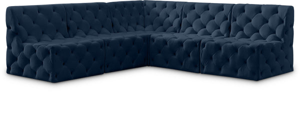 Tuft Velvet / Engineered Wood / Foam Contemporary Navy Velvet Modular Sectional - 93" W x 93" D x 32" H