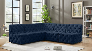 Tuft Velvet / Engineered Wood / Foam Contemporary Navy Velvet Modular Sectional - 93" W x 93" D x 32" H