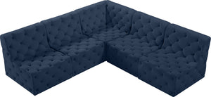 Tuft Velvet / Engineered Wood / Foam Contemporary Navy Velvet Modular Sectional - 93" W x 93" D x 32" H