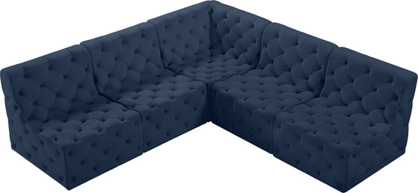 Tuft Velvet / Engineered Wood / Foam Contemporary Navy Velvet Modular Sectional - 93" W x 93" D x 32" H