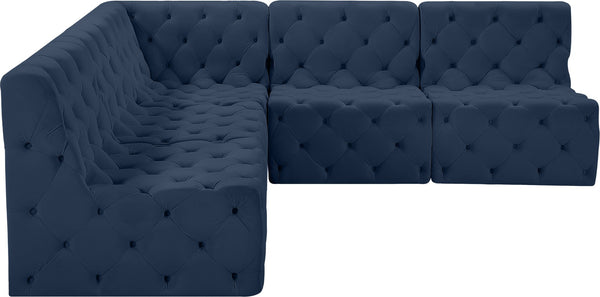Tuft Velvet / Engineered Wood / Foam Contemporary Navy Velvet Modular Sectional - 93" W x 93" D x 32" H