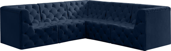 Tuft Velvet / Engineered Wood / Foam Contemporary Navy Velvet Modular Sectional - 99" W x 99" D x 32" H