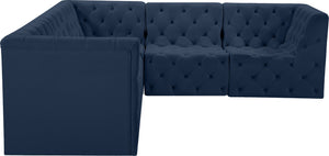 Tuft Velvet / Engineered Wood / Foam Contemporary Navy Velvet Modular Sectional - 99" W x 99" D x 32" H