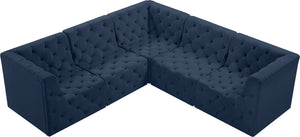 Tuft Velvet / Engineered Wood / Foam Contemporary Navy Velvet Modular Sectional - 99" W x 99" D x 32" H