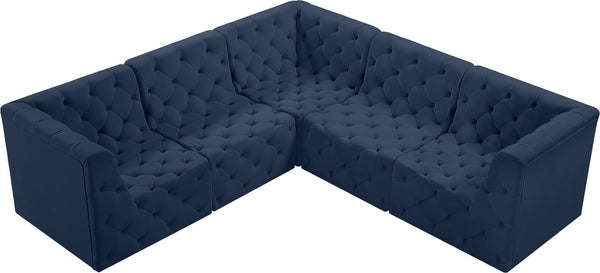 Tuft Velvet / Engineered Wood / Foam Contemporary Navy Velvet Modular Sectional - 99" W x 99" D x 32" H