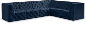 Tuft Velvet / Engineered Wood / Foam Contemporary Navy Velvet Modular Sectional - 128" W x 99" D x 32" H