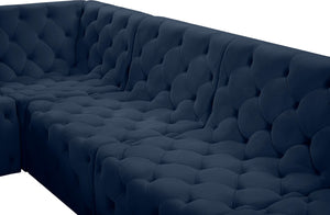 Tuft Velvet / Engineered Wood / Foam Contemporary Navy Velvet Modular Sectional - 128" W x 99" D x 32" H