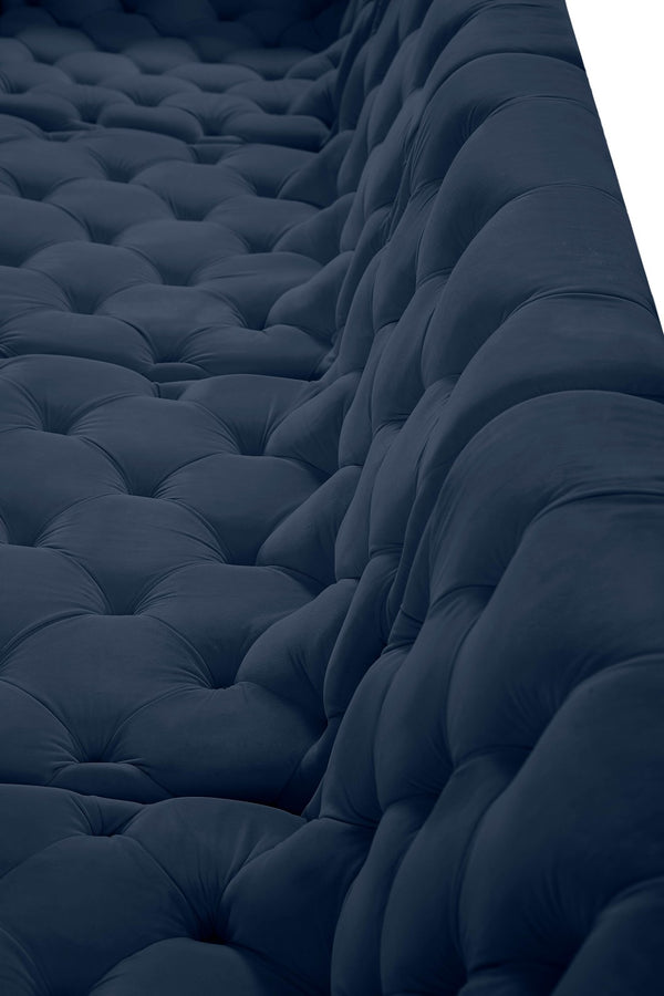 Tuft Velvet / Engineered Wood / Foam Contemporary Navy Velvet Modular Sectional - 128" W x 99" D x 32" H