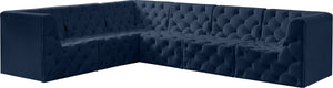 Tuft Velvet / Engineered Wood / Foam Contemporary Navy Velvet Modular Sectional - 128" W x 99" D x 32" H