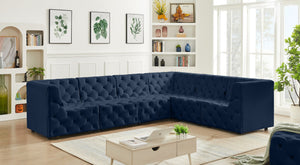 Tuft Velvet / Engineered Wood / Foam Contemporary Navy Velvet Modular Sectional - 128" W x 99" D x 32" H