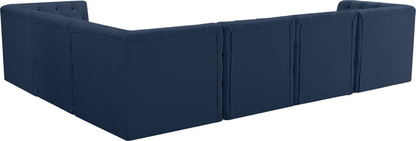 Tuft Velvet / Engineered Wood / Foam Contemporary Navy Velvet Modular Sectional - 128" W x 99" D x 32" H