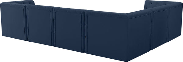 Tuft Velvet / Engineered Wood / Foam Contemporary Navy Velvet Modular Sectional - 128" W x 99" D x 32" H