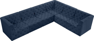 Tuft Velvet / Engineered Wood / Foam Contemporary Navy Velvet Modular Sectional - 128" W x 99" D x 32" H