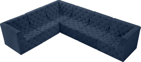 Tuft Velvet / Engineered Wood / Foam Contemporary Navy Velvet Modular Sectional - 128" W x 99" D x 32" H