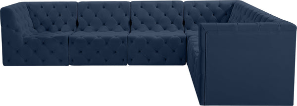 Tuft Velvet / Engineered Wood / Foam Contemporary Navy Velvet Modular Sectional - 128" W x 99" D x 32" H