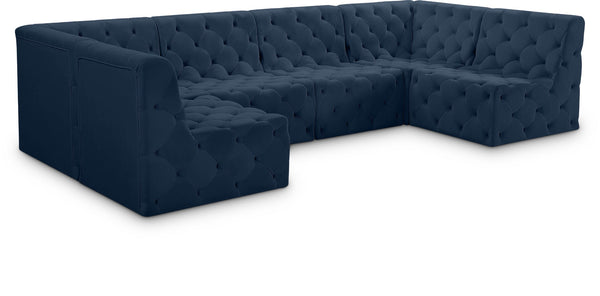 Tuft Velvet / Engineered Wood / Foam Contemporary Navy Velvet Modular Sectional - 128" W x 64" D x 32" H