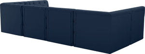 Tuft Velvet / Engineered Wood / Foam Contemporary Navy Velvet Modular Sectional - 128" W x 64" D x 32" H