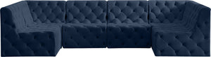Tuft Velvet / Engineered Wood / Foam Contemporary Navy Velvet Modular Sectional - 128" W x 64" D x 32" H