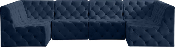 Tuft Velvet / Engineered Wood / Foam Contemporary Navy Velvet Modular Sectional - 128" W x 64" D x 32" H