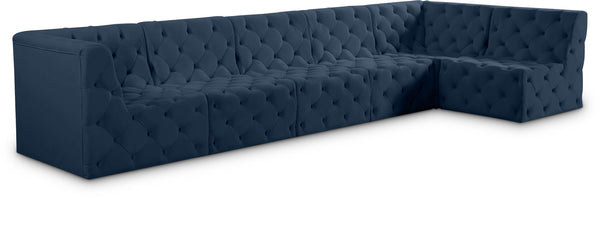 Tuft Velvet / Engineered Wood / Foam Contemporary Navy Velvet Modular Sectional - 157" W x 64" D x 32" H