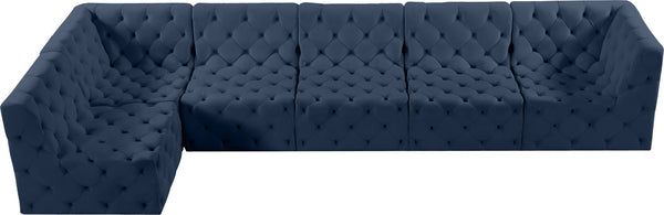 Tuft Velvet / Engineered Wood / Foam Contemporary Navy Velvet Modular Sectional - 157" W x 64" D x 32" H