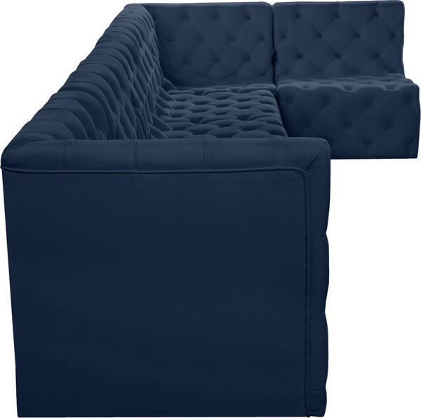Tuft Velvet / Engineered Wood / Foam Contemporary Navy Velvet Modular Sectional - 157" W x 64" D x 32" H