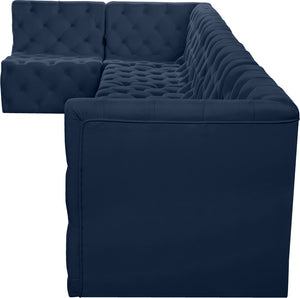 Tuft Velvet / Engineered Wood / Foam Contemporary Navy Velvet Modular Sectional - 157" W x 64" D x 32" H