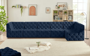 Tuft Velvet / Engineered Wood / Foam Contemporary Navy Velvet Modular Sectional - 157" W x 64" D x 32" H