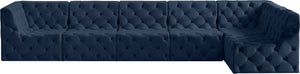 Tuft Velvet / Engineered Wood / Foam Contemporary Navy Velvet Modular Sectional - 157" W x 64" D x 32" H