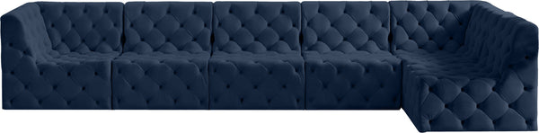Tuft Velvet / Engineered Wood / Foam Contemporary Navy Velvet Modular Sectional - 157" W x 64" D x 32" H