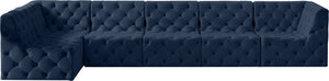 Tuft Velvet / Engineered Wood / Foam Contemporary Navy Velvet Modular Sectional - 157" W x 64" D x 32" H