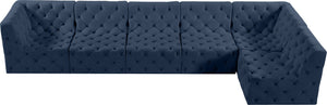 Tuft Velvet / Engineered Wood / Foam Contemporary Navy Velvet Modular Sectional - 157" W x 64" D x 32" H