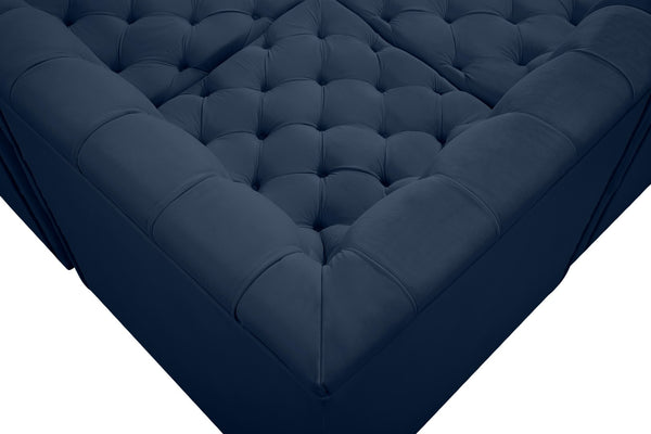Tuft Velvet / Engineered Wood / Foam Contemporary Navy Velvet Modular Sectional - 157" W x 64" D x 32" H