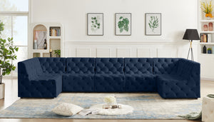 Tuft Velvet / Engineered Wood / Foam Contemporary Navy Velvet Modular Sectional - 157" W x 64" D x 32" H