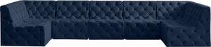 Tuft Velvet / Engineered Wood / Foam Contemporary Navy Velvet Modular Sectional - 157" W x 64" D x 32" H